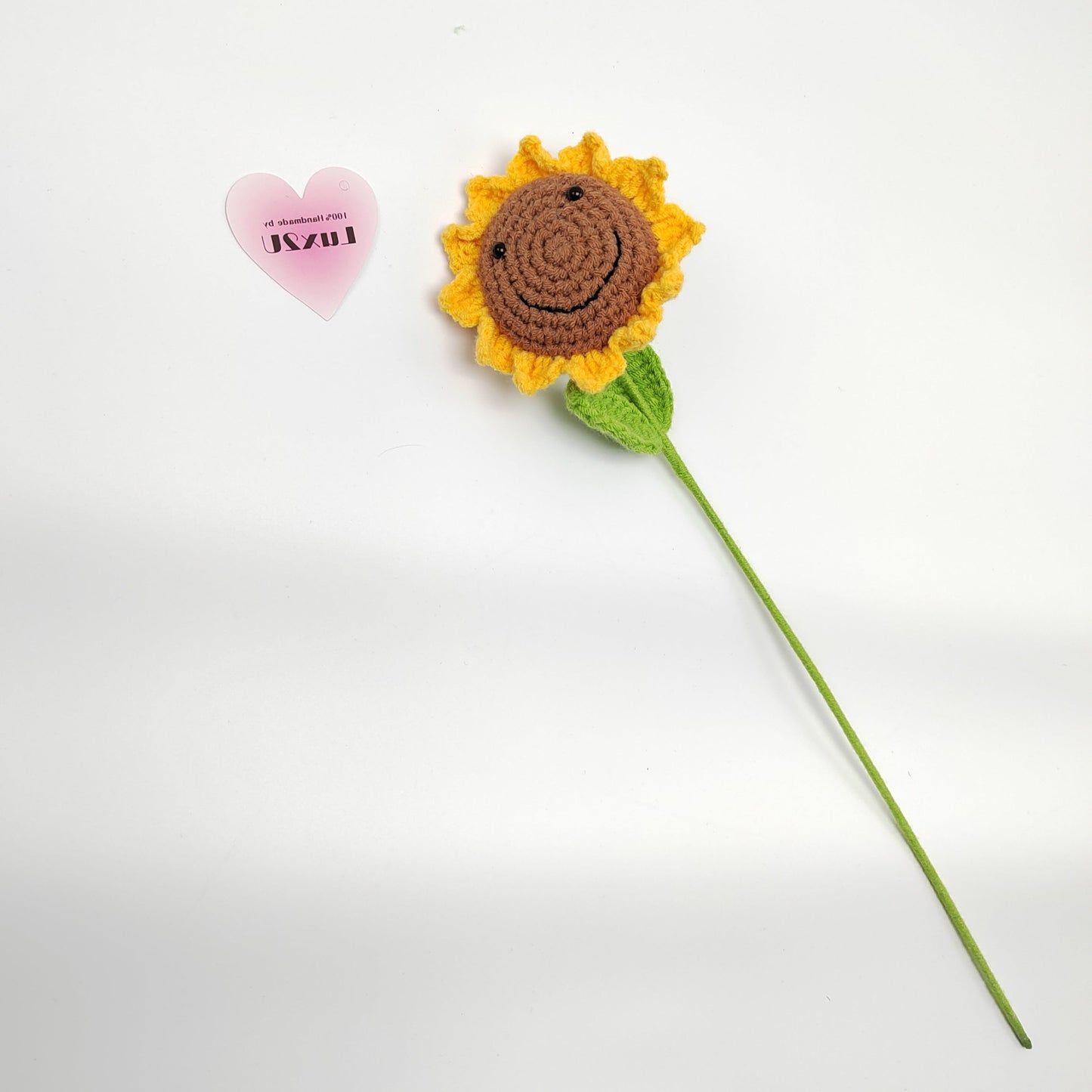 Handmade Crochet Sunflower with Smiling Face, Hand-Knitted with 100% Cotton