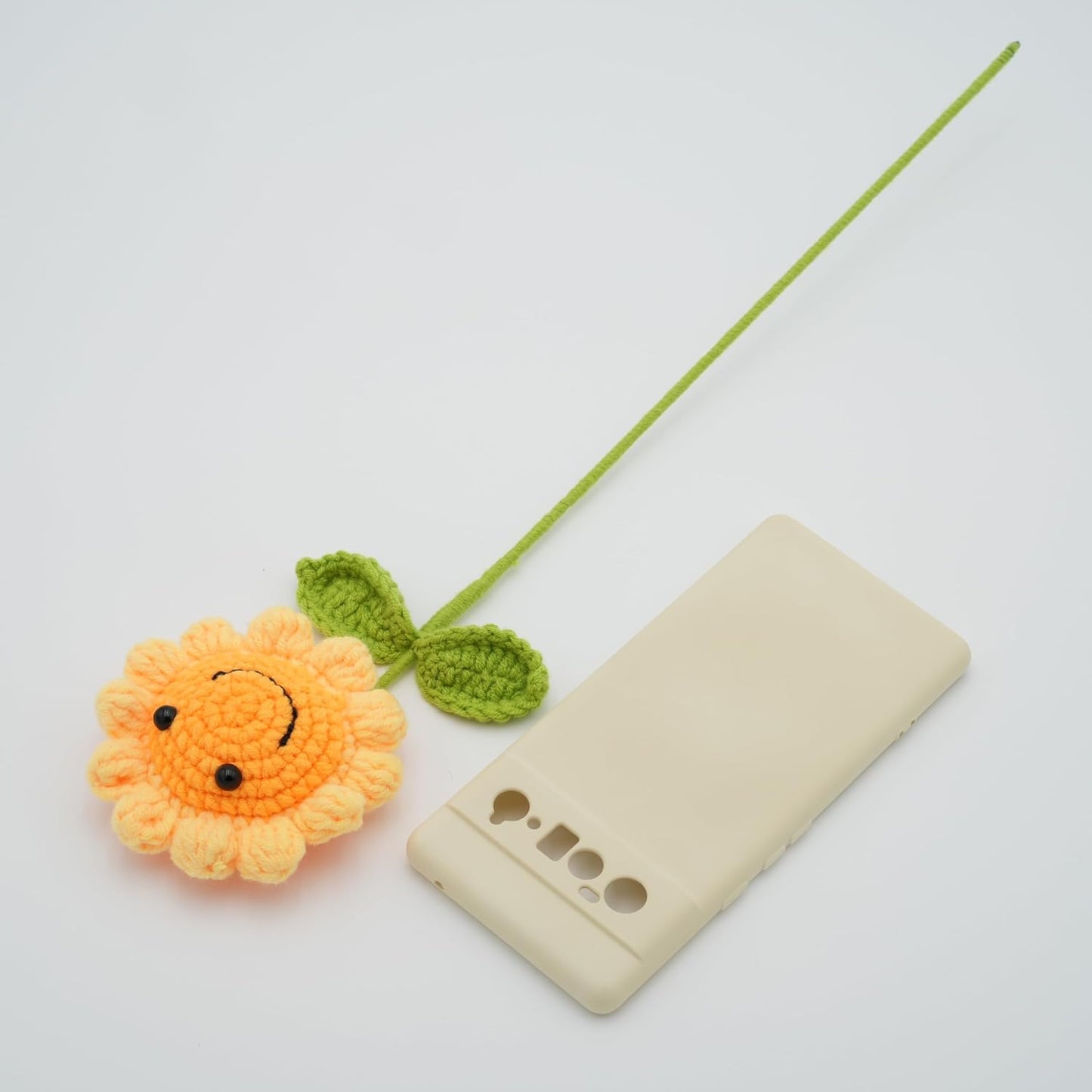 Handmade Crochet Sunflower with Smiling Face x 2, Hand-Knitted with 100% Cotton