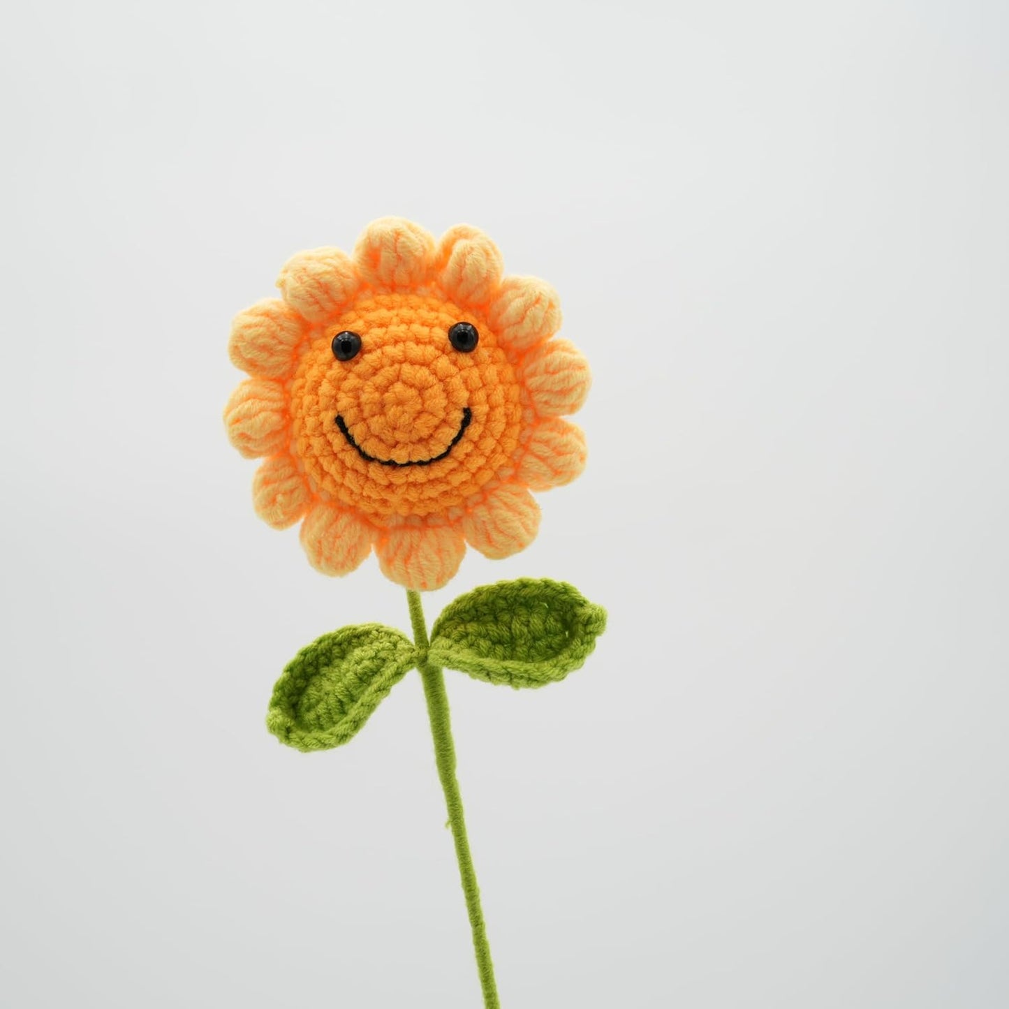 Handmade Crochet Sunflower with Smiling Face x 2, Hand-Knitted with 100% Cotton