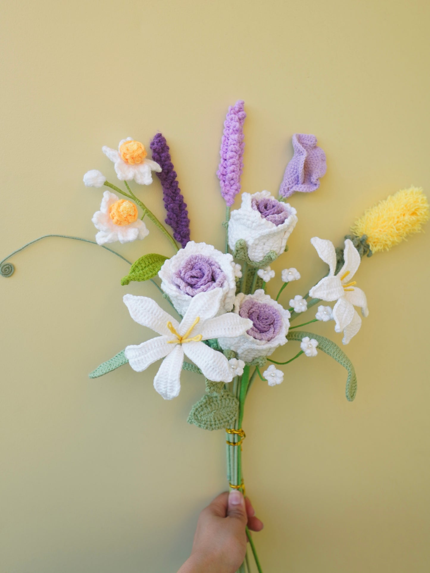 Crochet Flower Bouquet, 100% Handmade | Purple