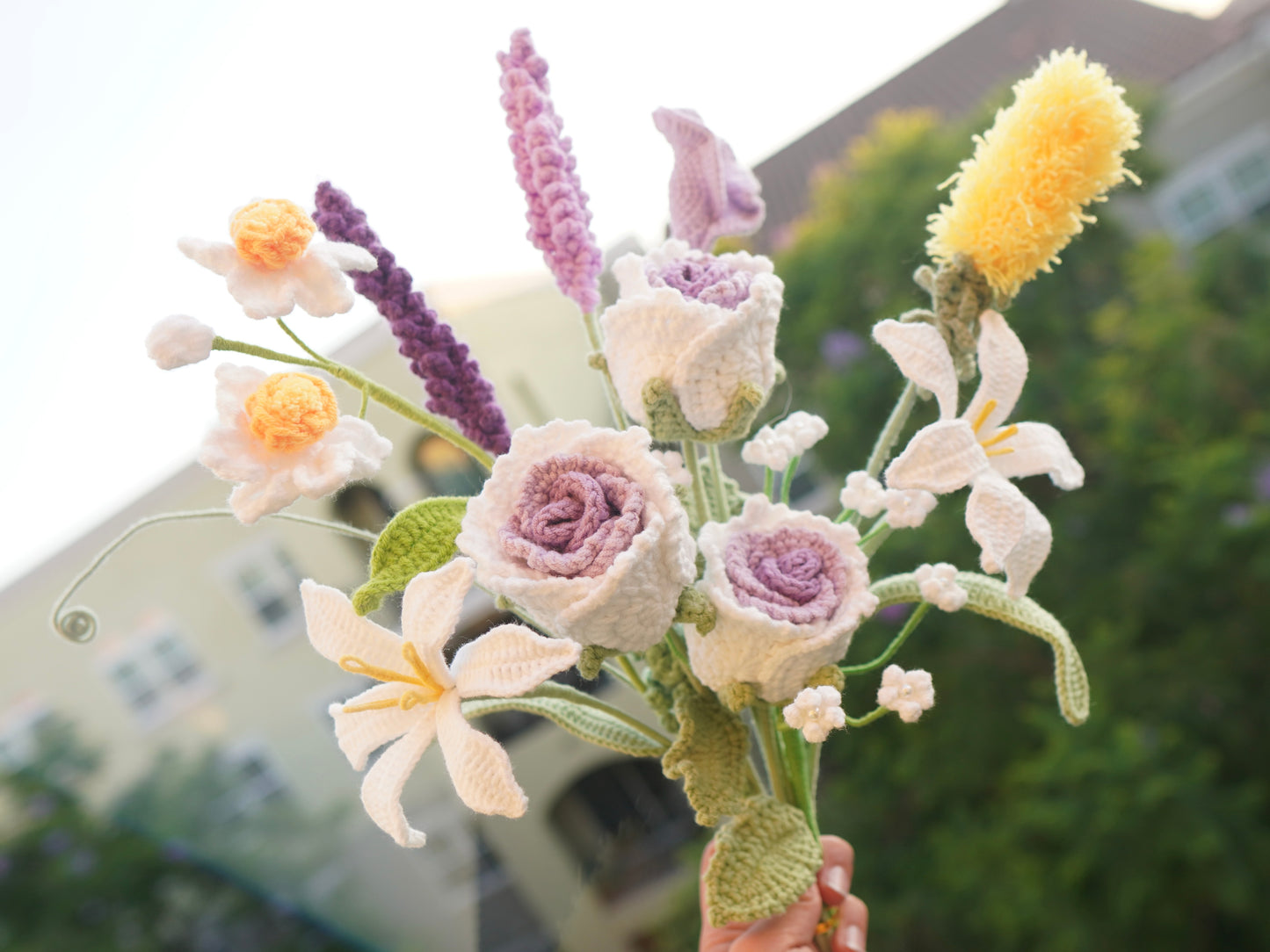 Crochet Flower Bouquet, 100% Handmade | Purple