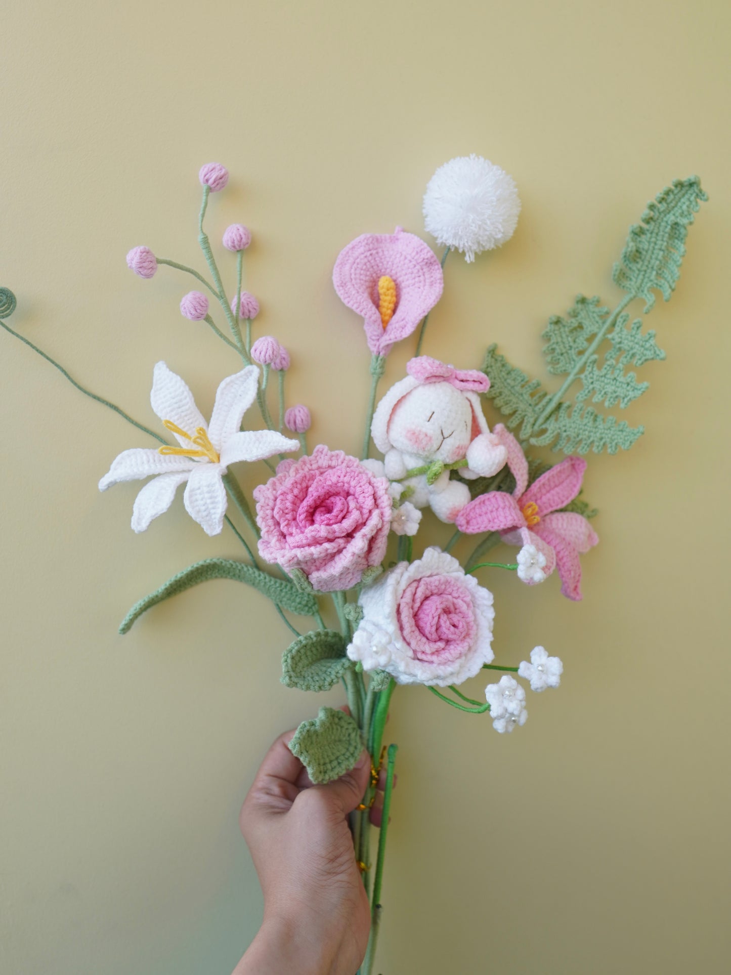 Crochet Flower Bouquet, 100% Handmade | Pink