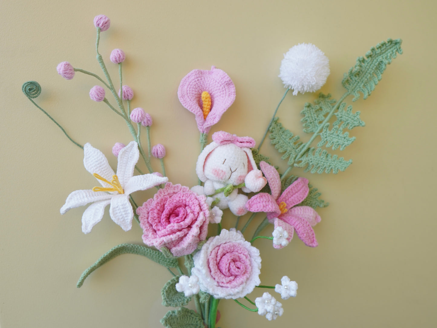 Crochet Flower Bouquet, 100% Handmade | Pink