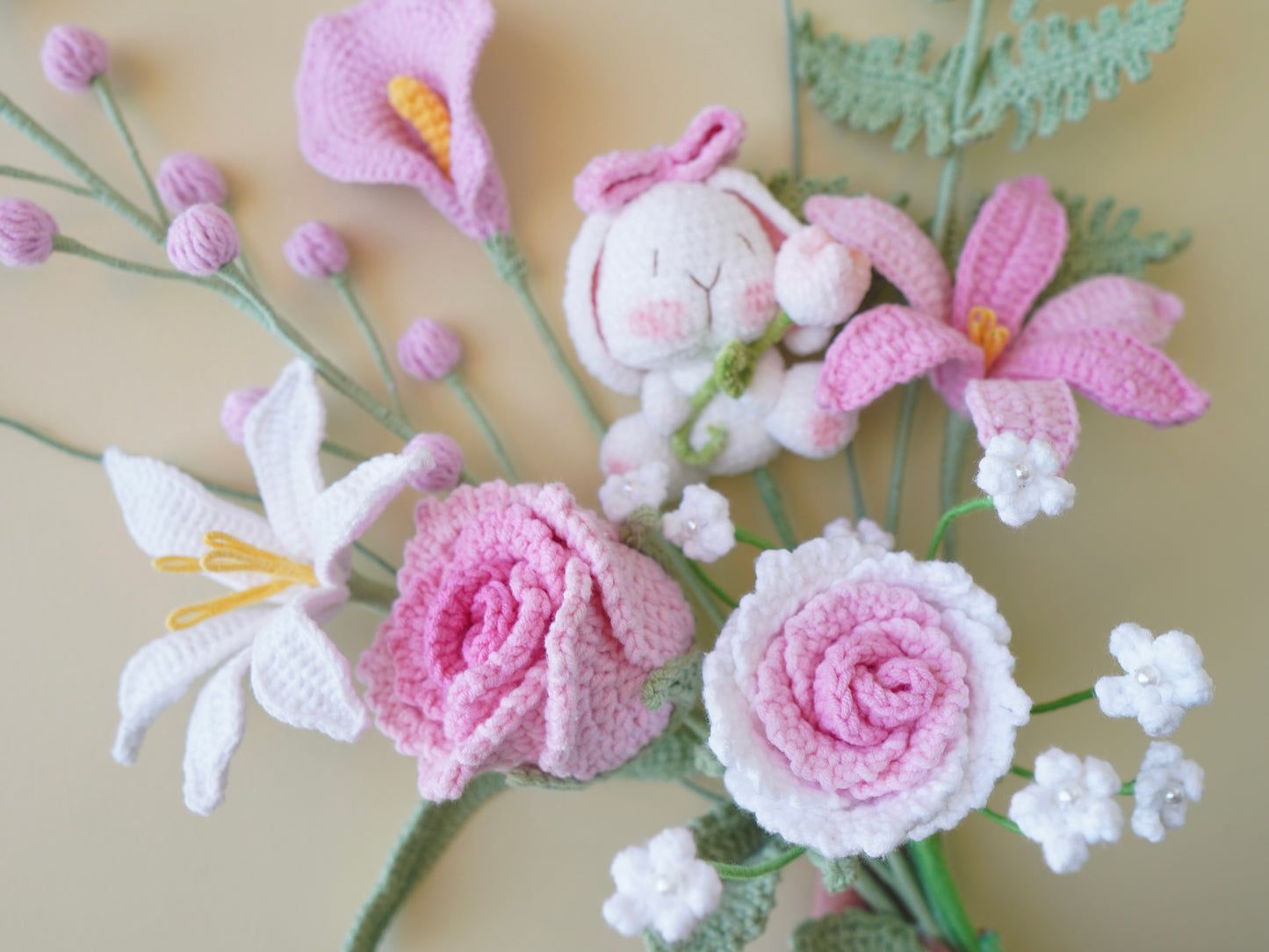 Crochet Flower Bouquet, 100% Handmade | Pink