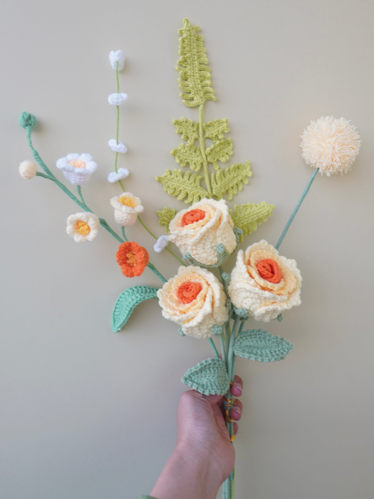 Crochet Flower Bouquet, 100% Handmade | Yellow