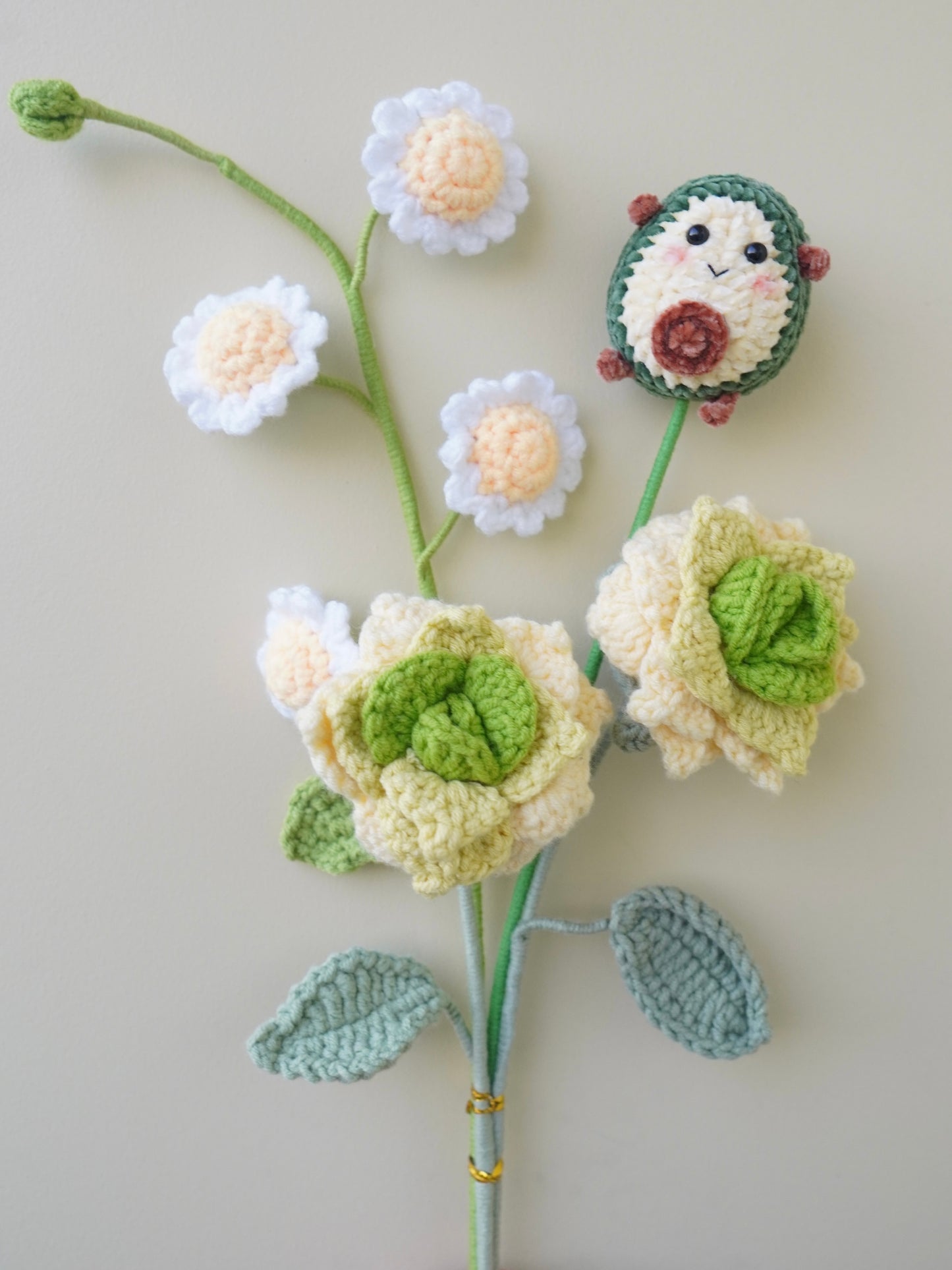 Crochet Flower Bouquet, 100% Handmade | Green