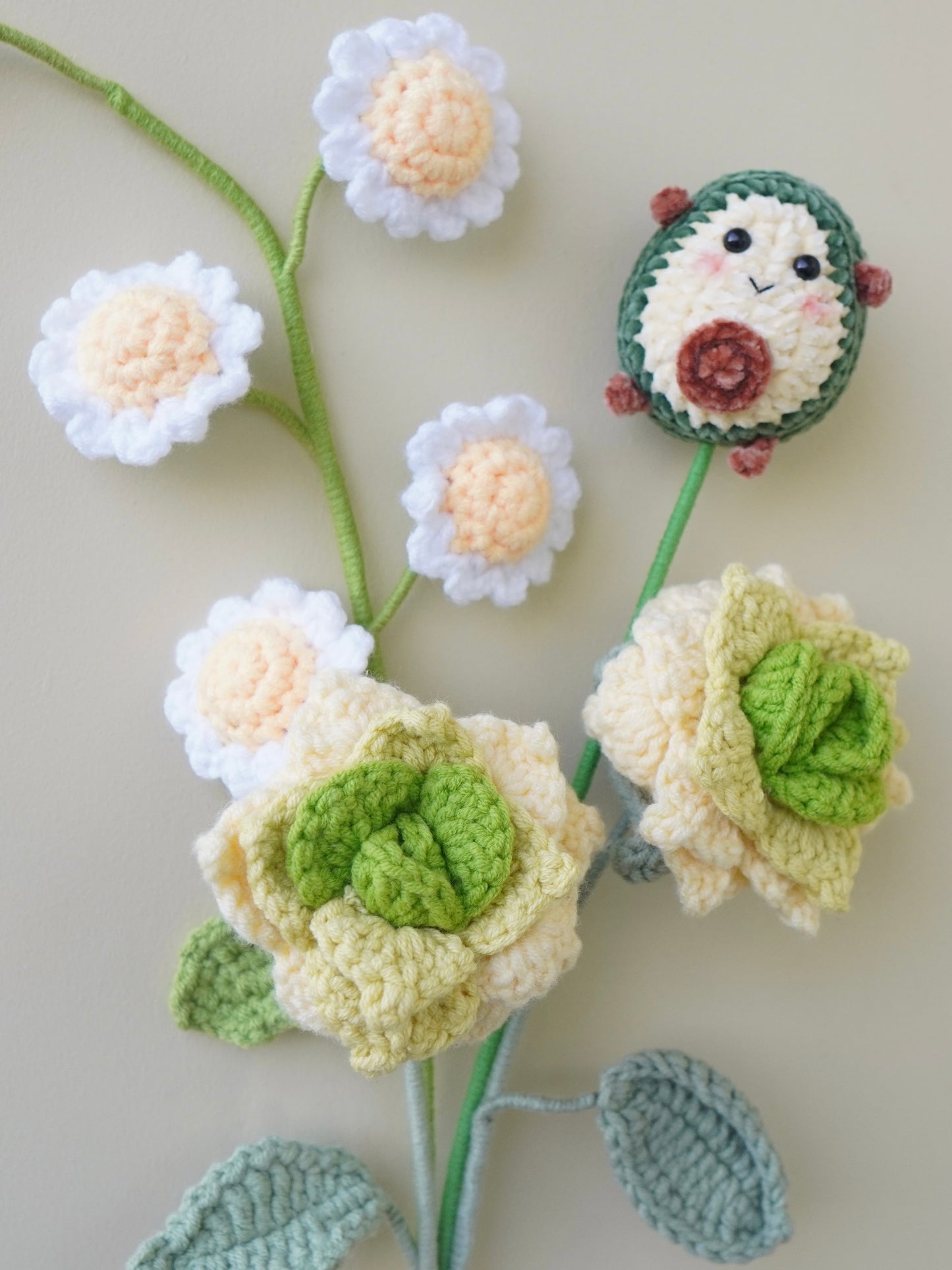 Crochet Flower Bouquet, 100% Handmade | Green