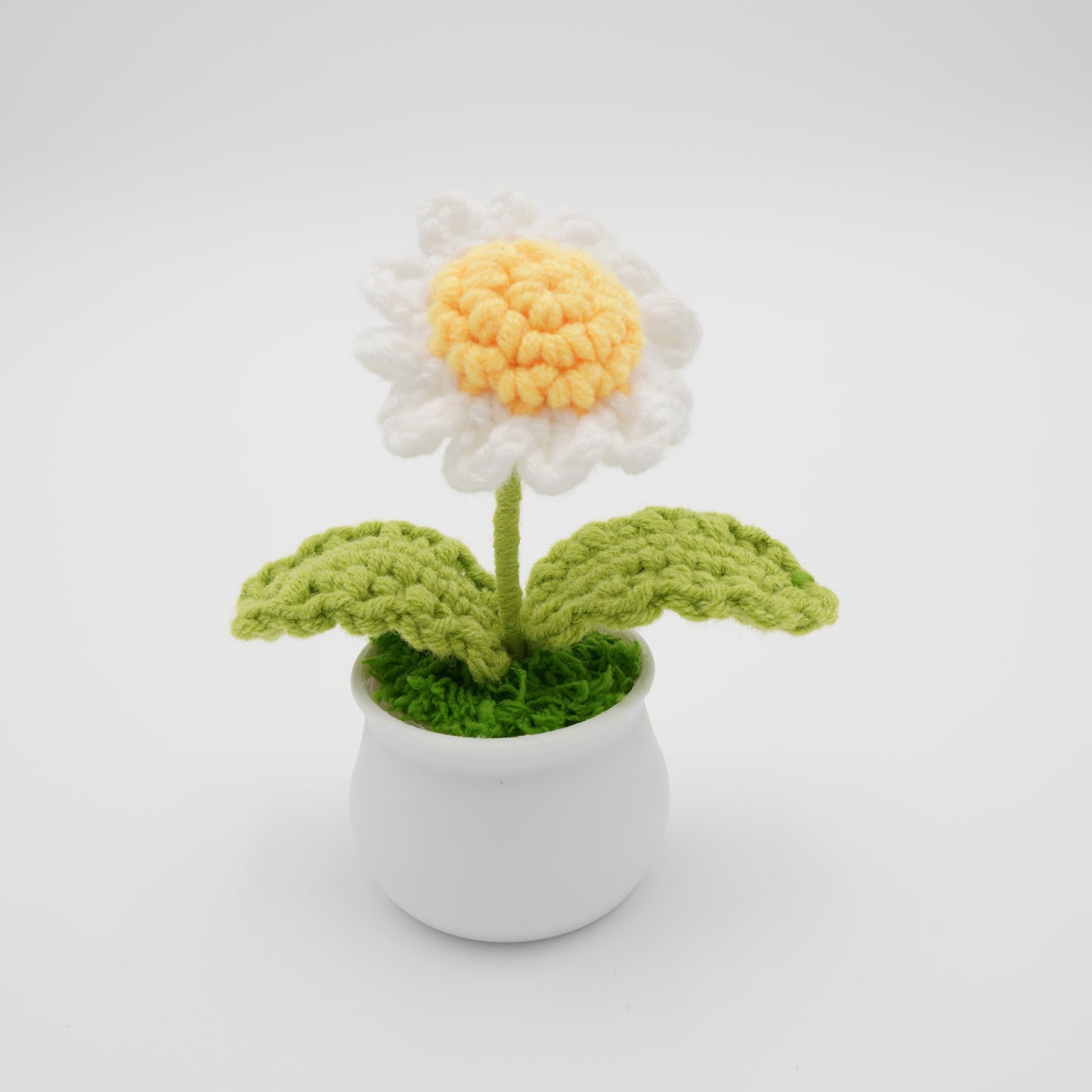 Handmade Mini Potted Crochet Flowers, Hand-Knitted Flower for Car Dash Decoration