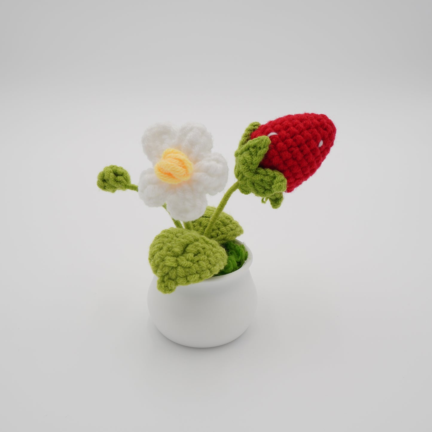 Handmade Mini Potted Crochet Flowers, Hand-Knitted Flower for Car Dash Decoration