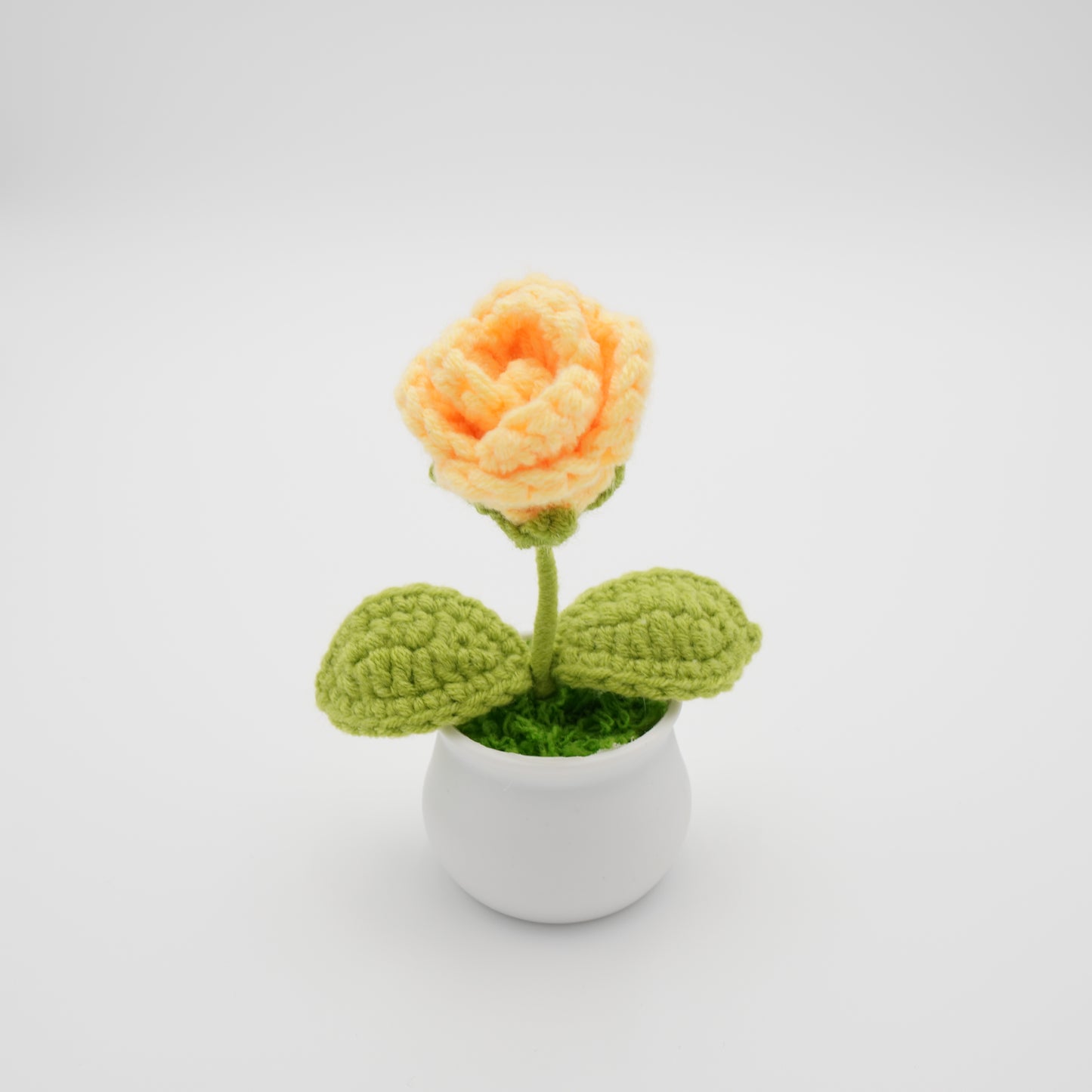 Handmade Mini Potted Crochet Flowers, Hand-Knitted Flower for Car Dash Decoration