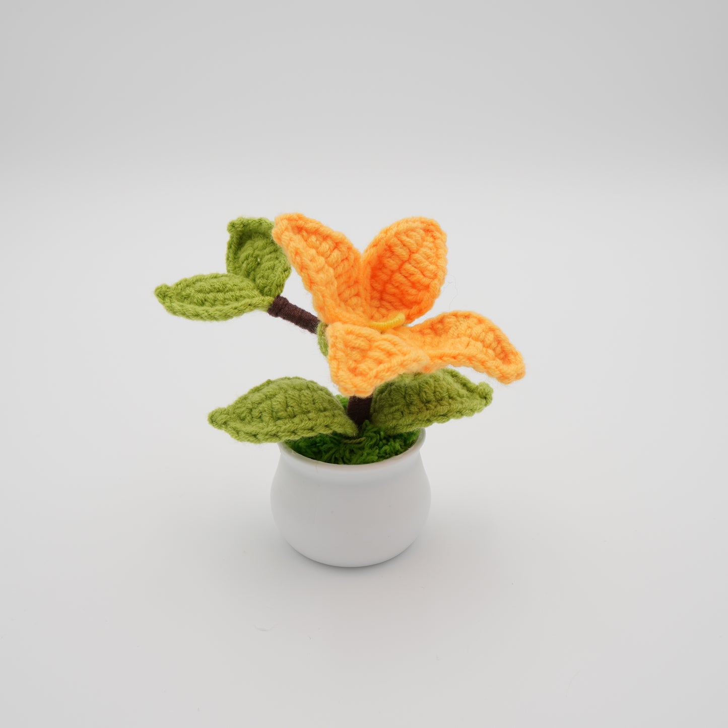 Handmade Mini Potted Crochet Flowers, Hand-Knitted Flower for Car Dash Decoration