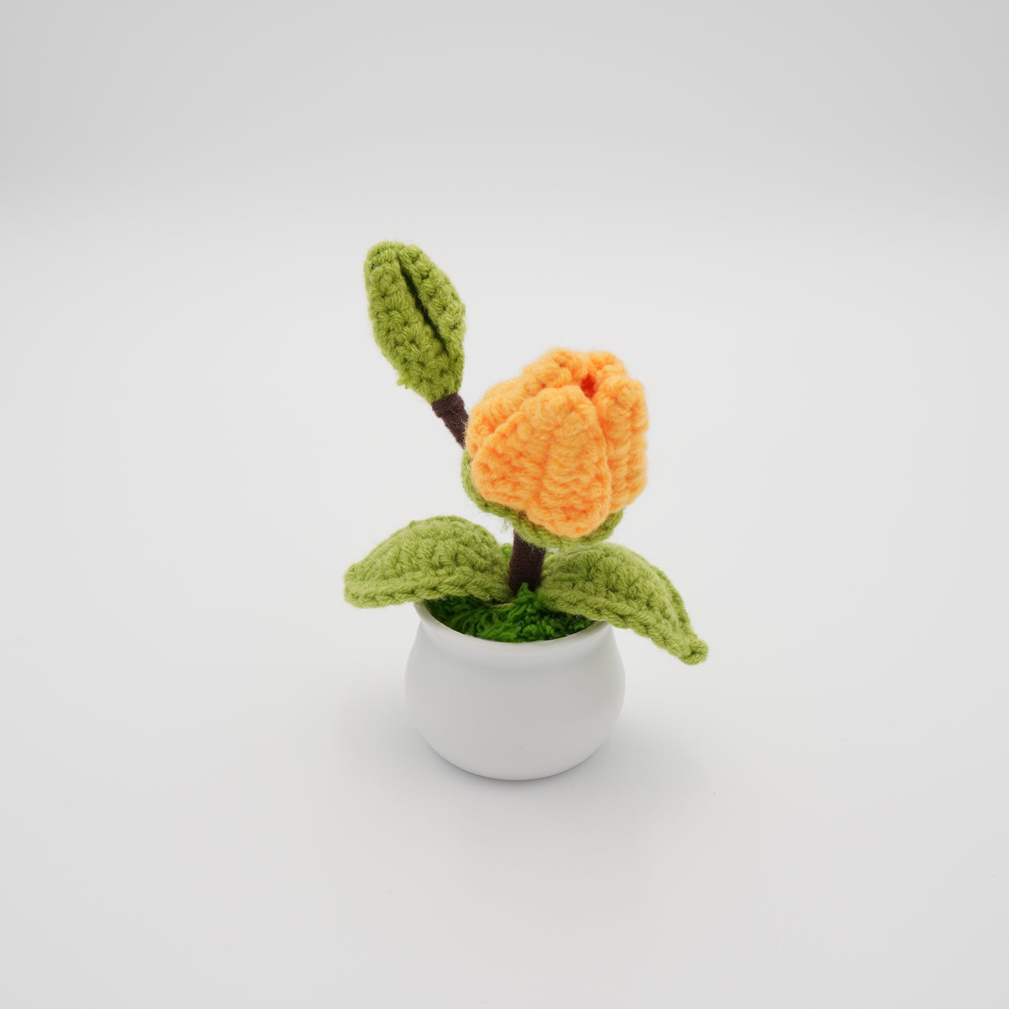 Handmade Mini Potted Crochet Flowers, Hand-Knitted Flower for Car Dash Decoration