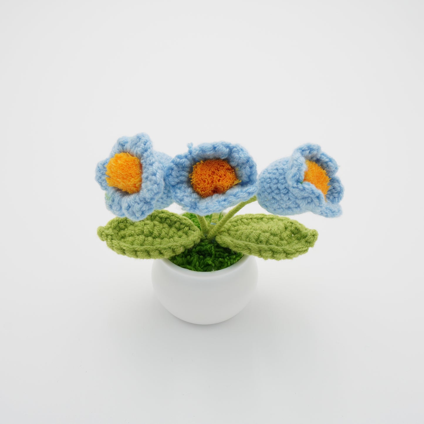 Handmade Mini Potted Crochet Flowers, Hand-Knitted Flower for Car Dash Decoration