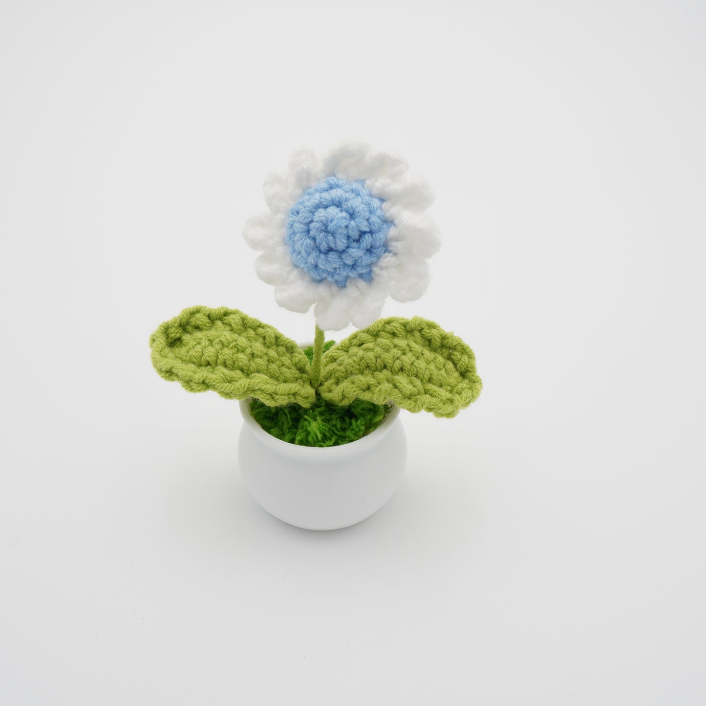 Handmade Mini Potted Crochet Flowers, Hand-Knitted Flower for Car Dash Decoration