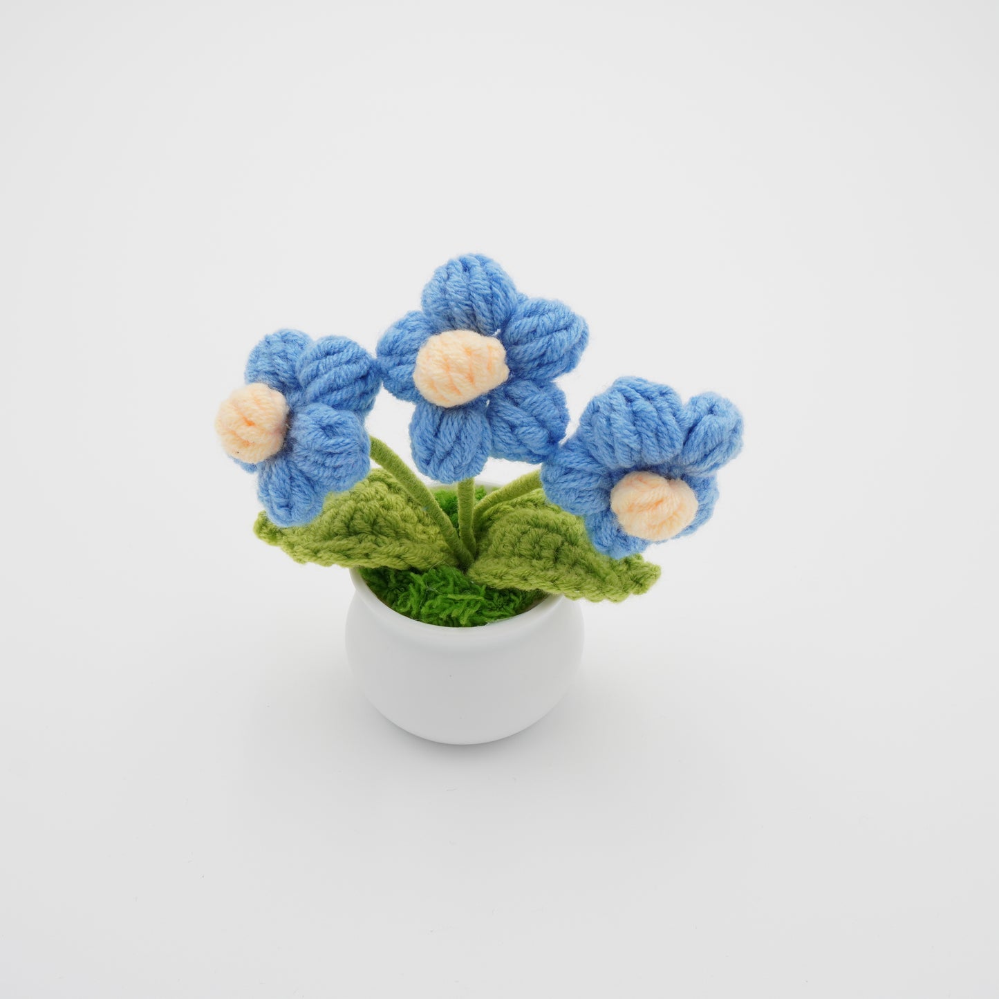 Handmade Mini Potted Crochet Flowers, Hand-Knitted Flower for Car Dash Decoration