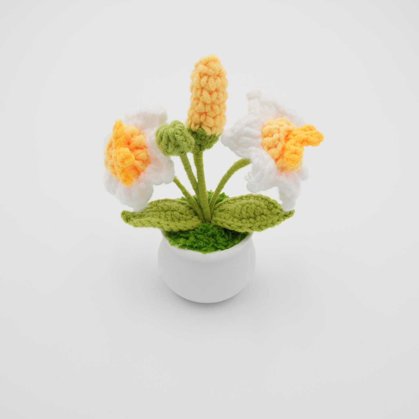 Handmade Mini Potted Crochet Flowers, Hand-Knitted Flower for Car Dash Decoration