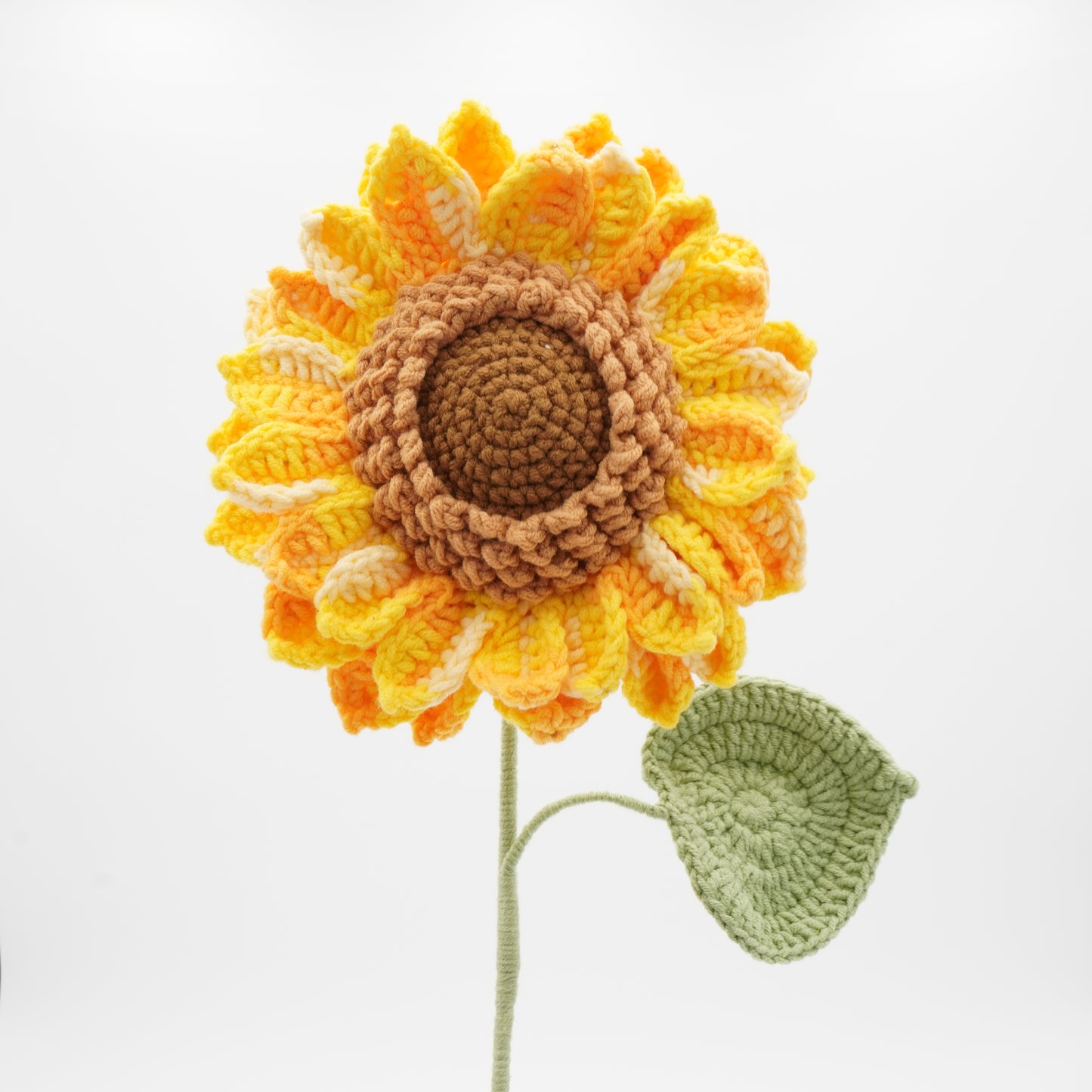 Handmade Crochet Sunflower with 2 Layers of Petals, 6.5″ Diameter, Hand-Knitted with 100% Cotton