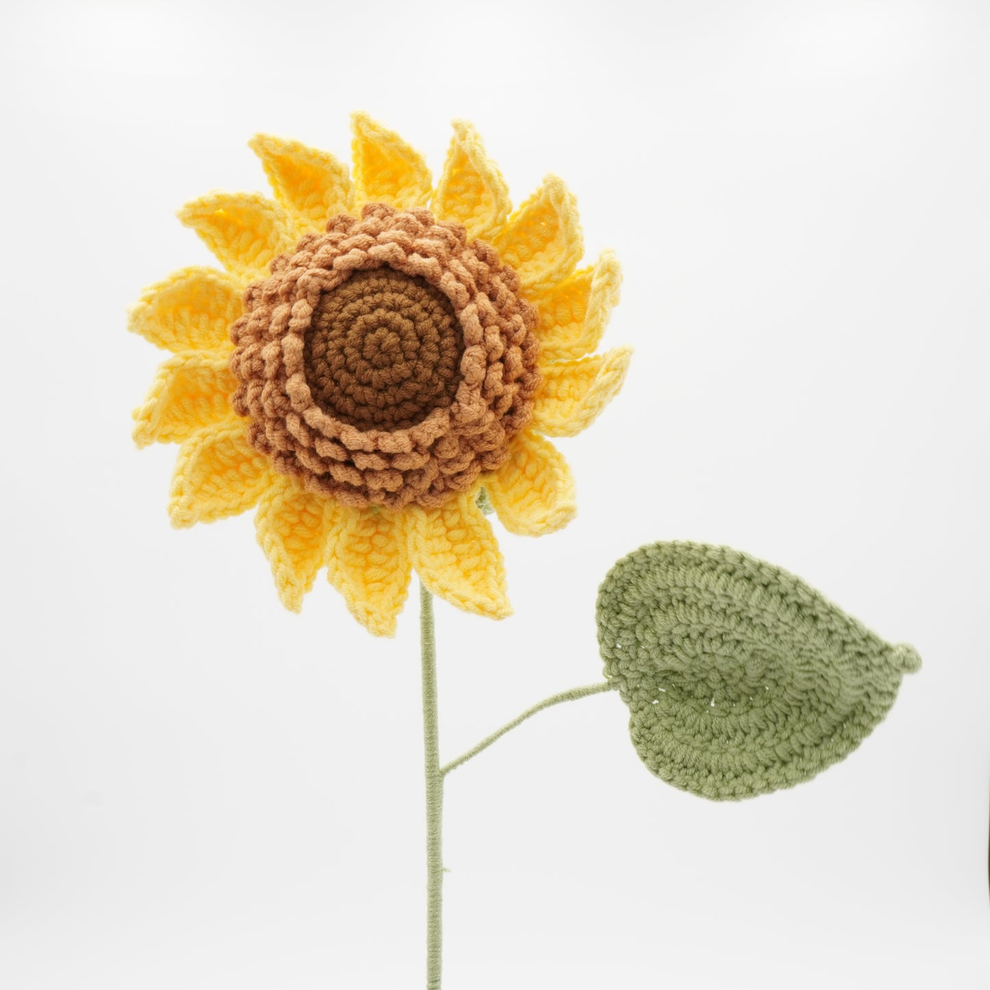 Handmade Crochet Sunflower with 1 Layer of Petals, 5.5″ Diameter, Hand-Knitted with 100% Cotton