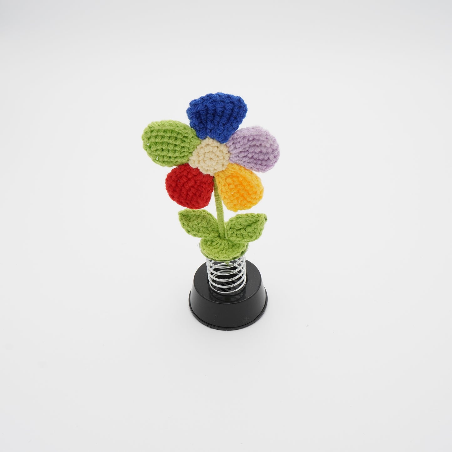 Crochet Shaking Flower, Hand-Knitted, Bobblehead Dashboard Car Decor