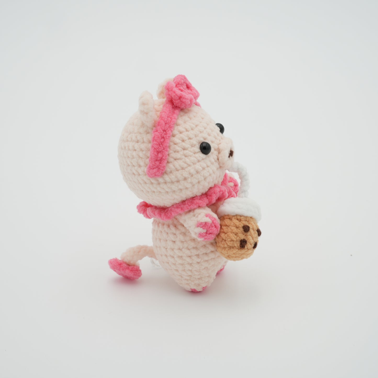 Handmade Crochet Boba Piggy, Hand-Knitted with Cotton Yarn