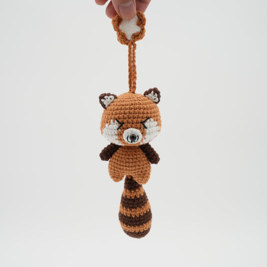 Handmade Crochet Red Panda with hanger, Hand-Knitted with Cotton Yarn