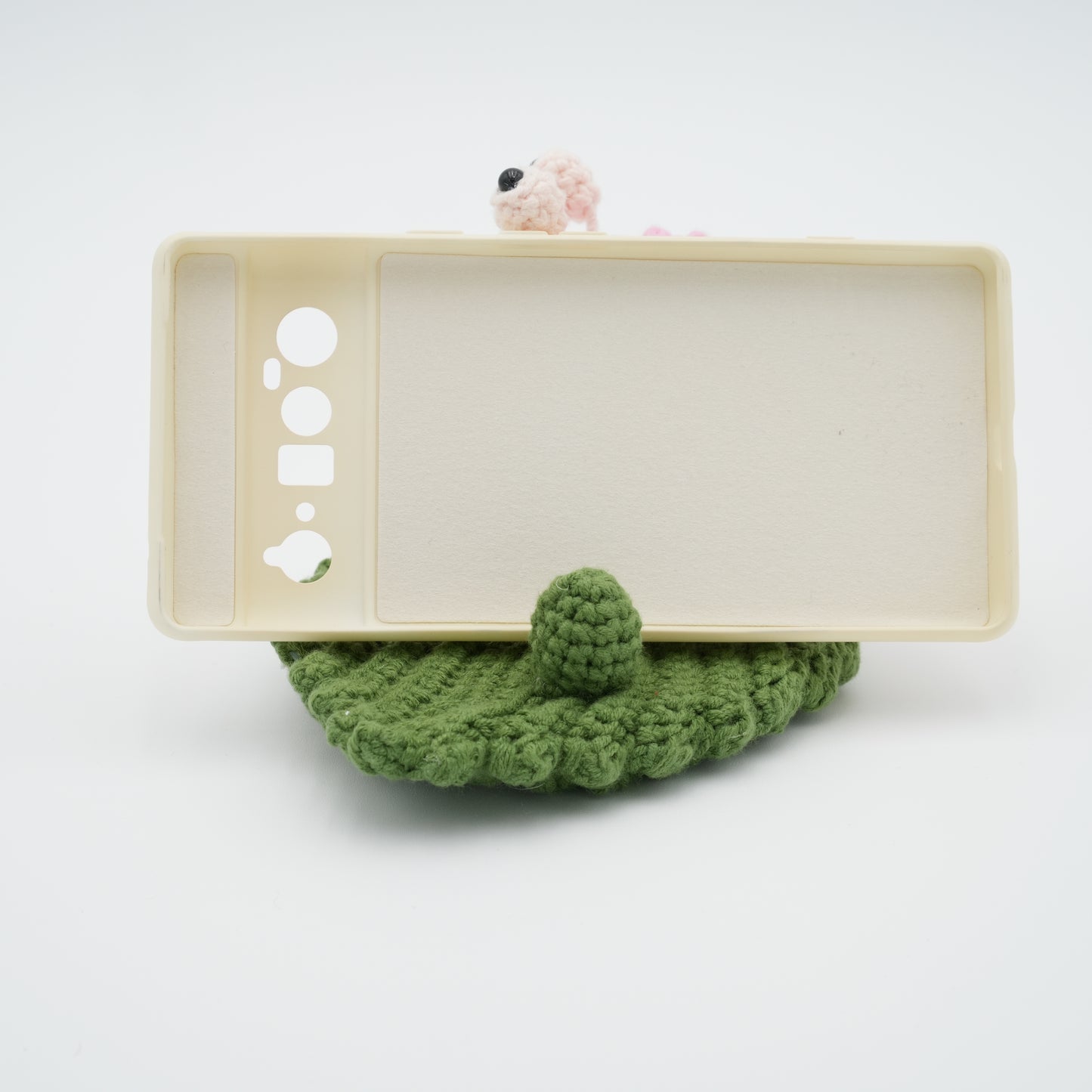 Handmade Crochet Phone Stand, Pink Snail, 100% Hand-Knitted