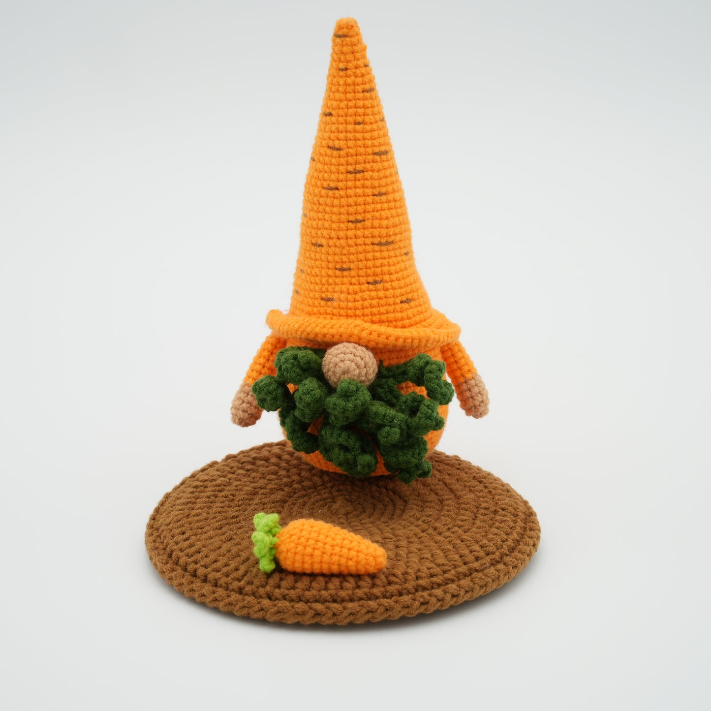 Handmade Crochet Phone Stand, Gnome with Carrot, 100% Hand-Knitted