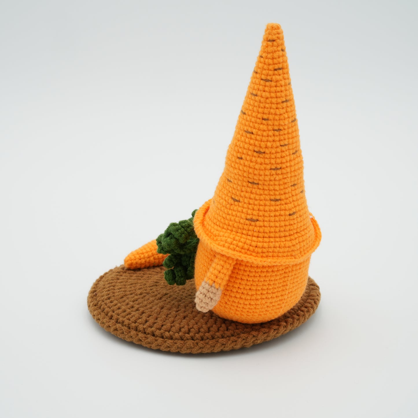 Handmade Crochet Phone Stand, Gnome with Carrot, 100% Hand-Knitted