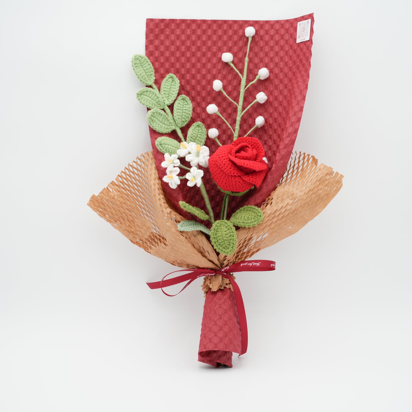 Crochet Flower Bouquet, 100% Handmade | Red