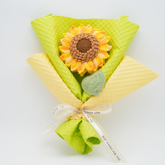 Crochet Flower Bouquet, 100% Handmade, Sunflowers (6.5″ Diameter, 2 Layers of Petals) x 1