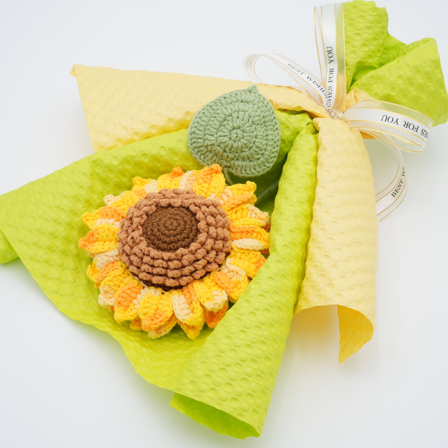 Crochet Flower Bouquet, 100% Handmade, Sunflowers (6.5″ Diameter, 2 Layers of Petals) x 1