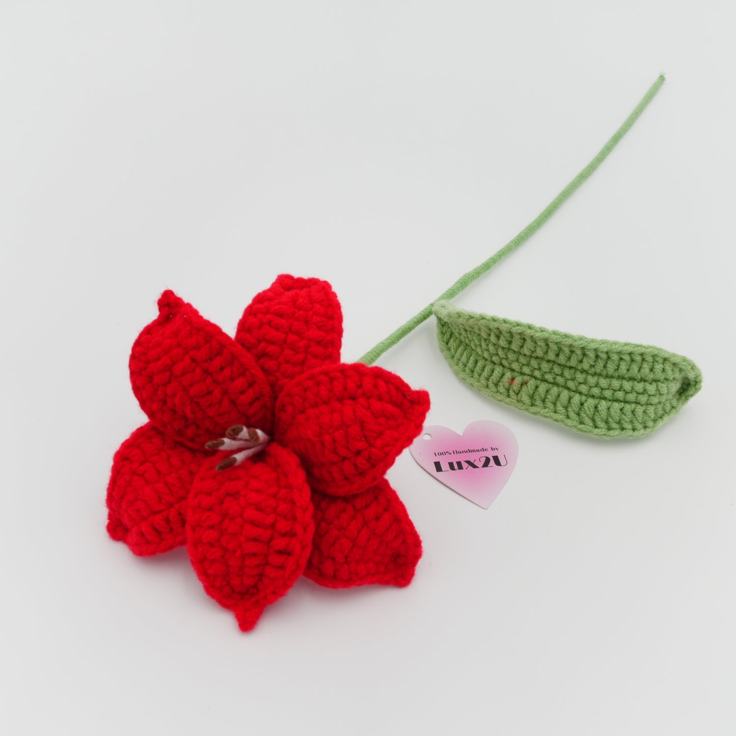 Crochet Flower, Christmas Red, 100% Handmade, Hand-Knitted with 100% Cotton