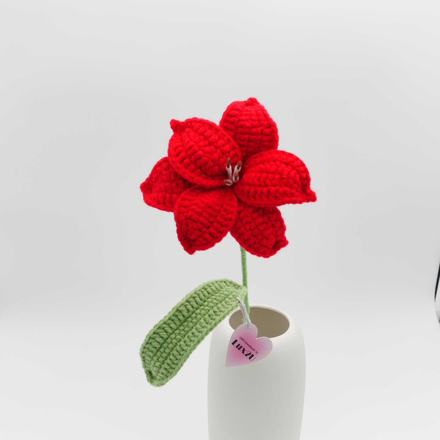 Crochet Flower, Christmas Red, 100% Handmade, Hand-Knitted with 100% Cotton