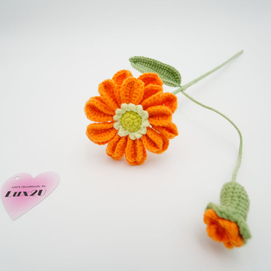 Crochet Flower, Daisy 2 heads, 100% Handmade, Hand-Knitted with 100% Cotton