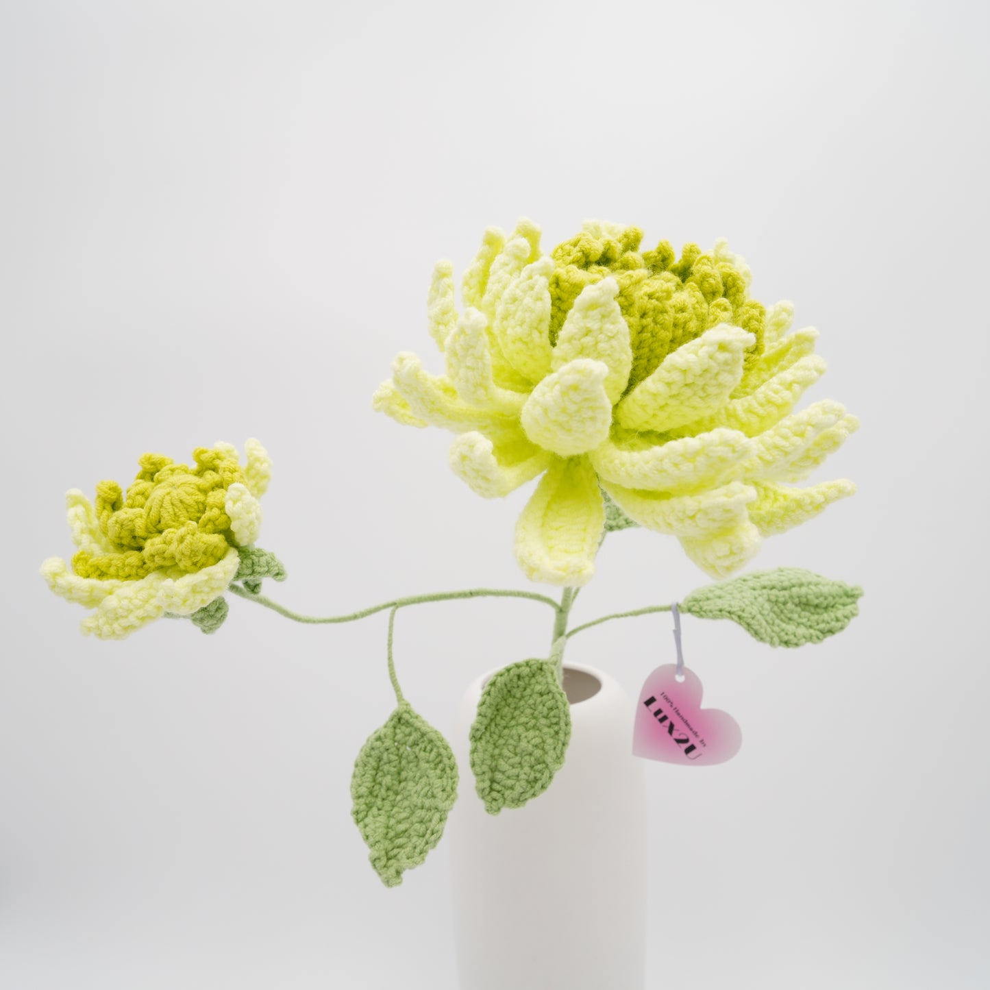 Crochet Flower, 2 heads Dahlia Pinnata, 100% Handmade, Hand-Knitted with 100% Cotton