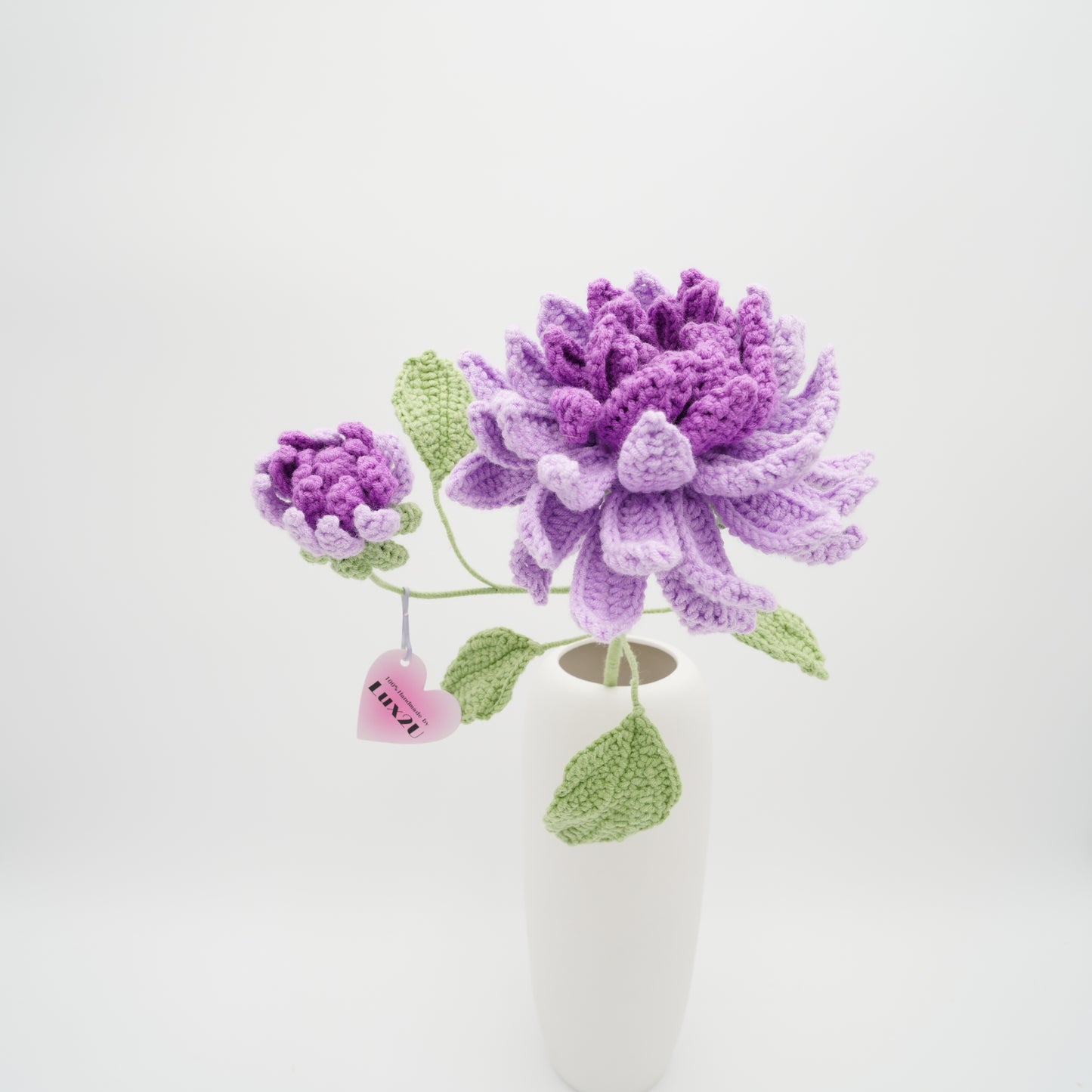 Crochet Flower, 2 heads Dahlia Pinnata, 100% Handmade, Hand-Knitted with 100% Cotton