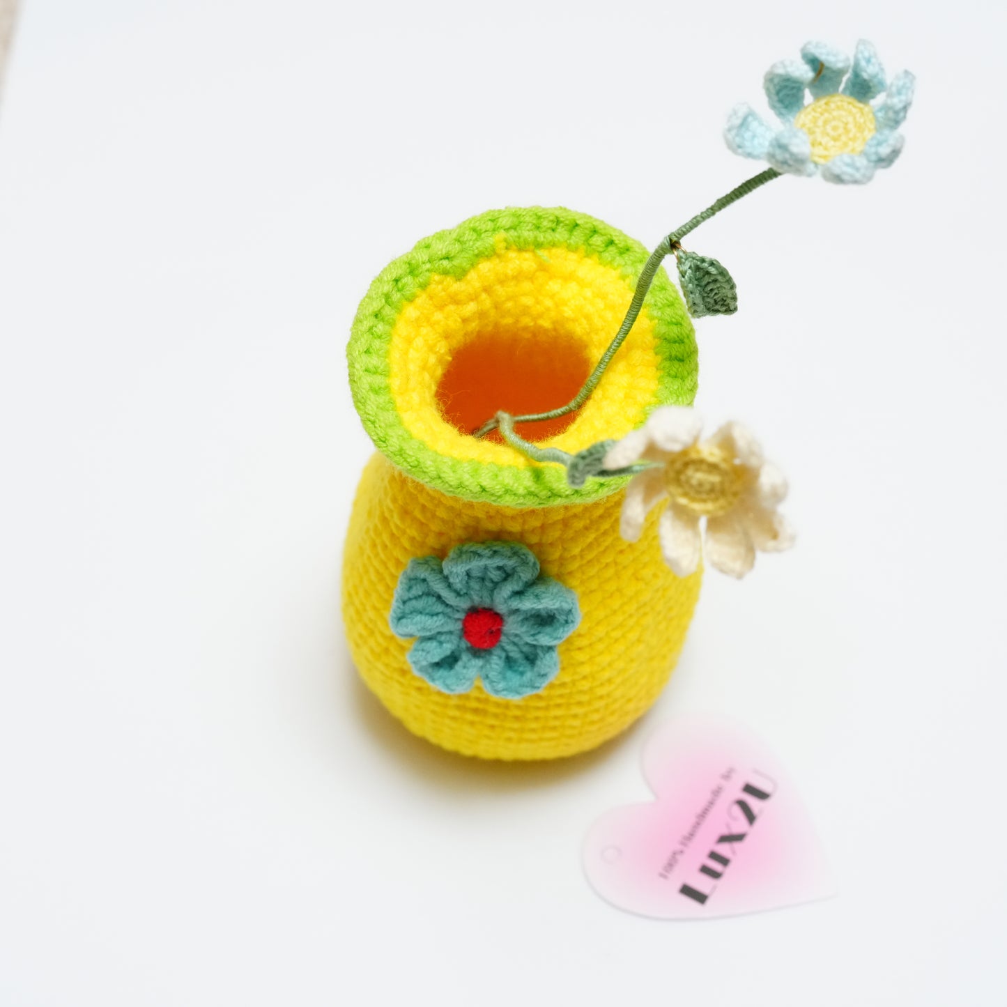 Handmade Crochet Vase with Flowers in Micro-Crochet