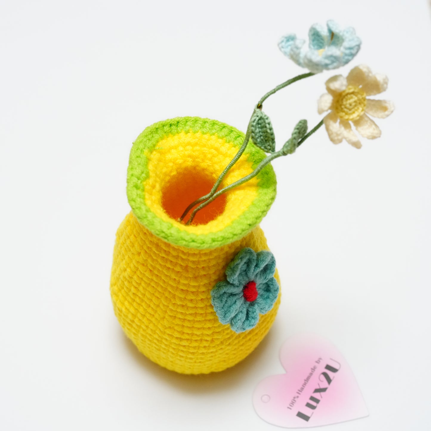 Handmade Crochet Vase with Flowers in Micro-Crochet