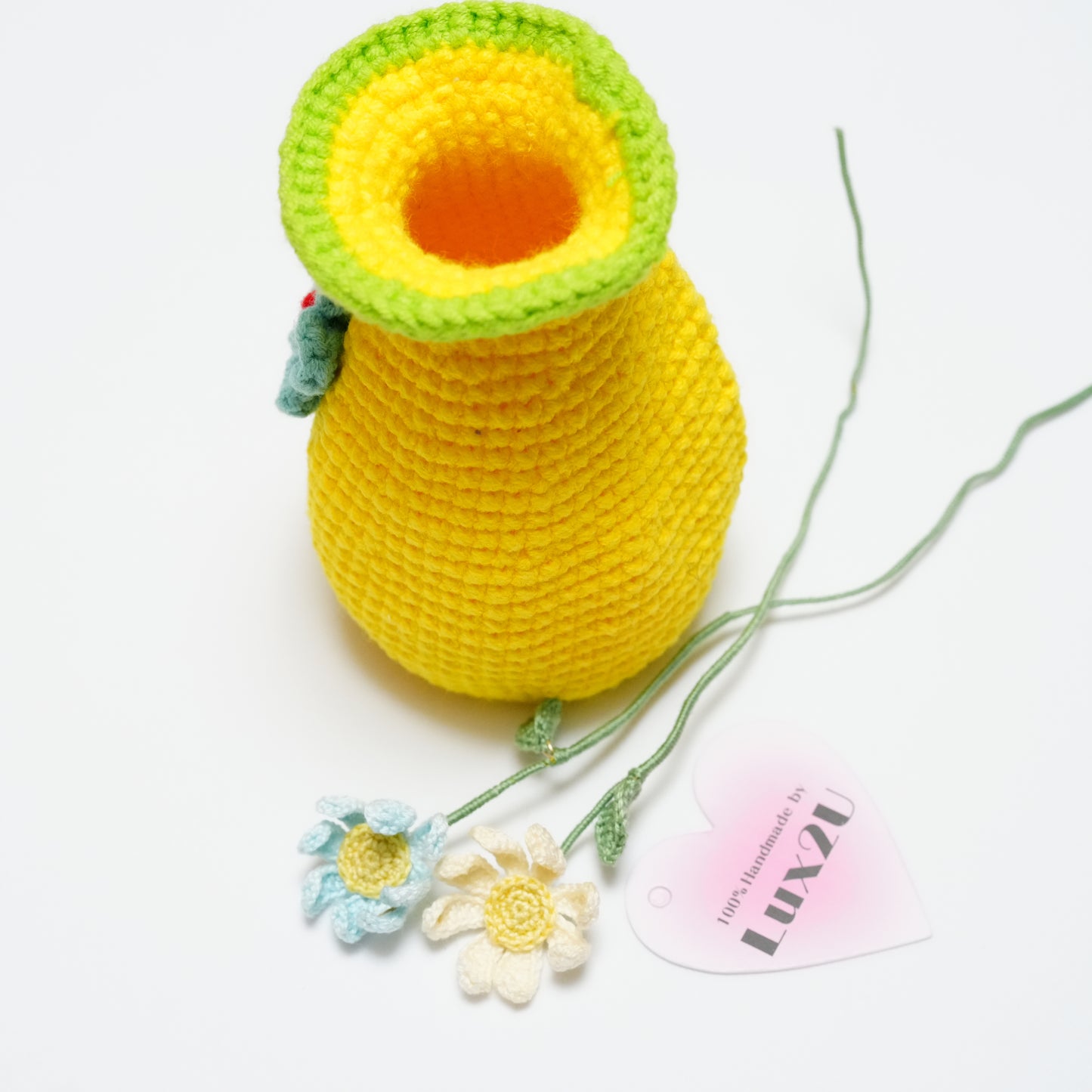 Handmade Crochet Vase with Flowers in Micro-Crochet