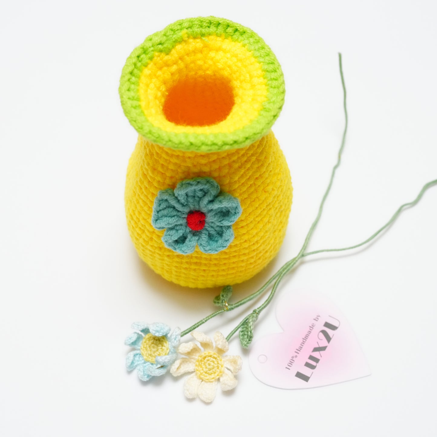 Handmade Crochet Vase with Flowers in Micro-Crochet