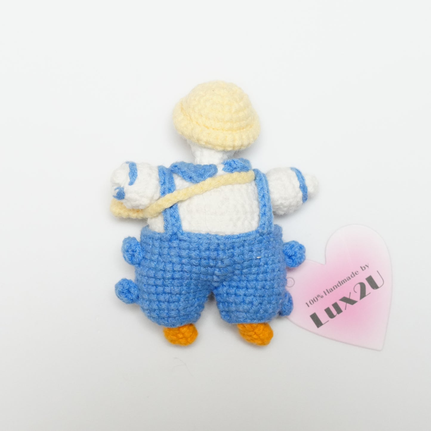 Handmade Crochet Duck with Removable Hat, Jacket, Overalls and Crossbody Bag