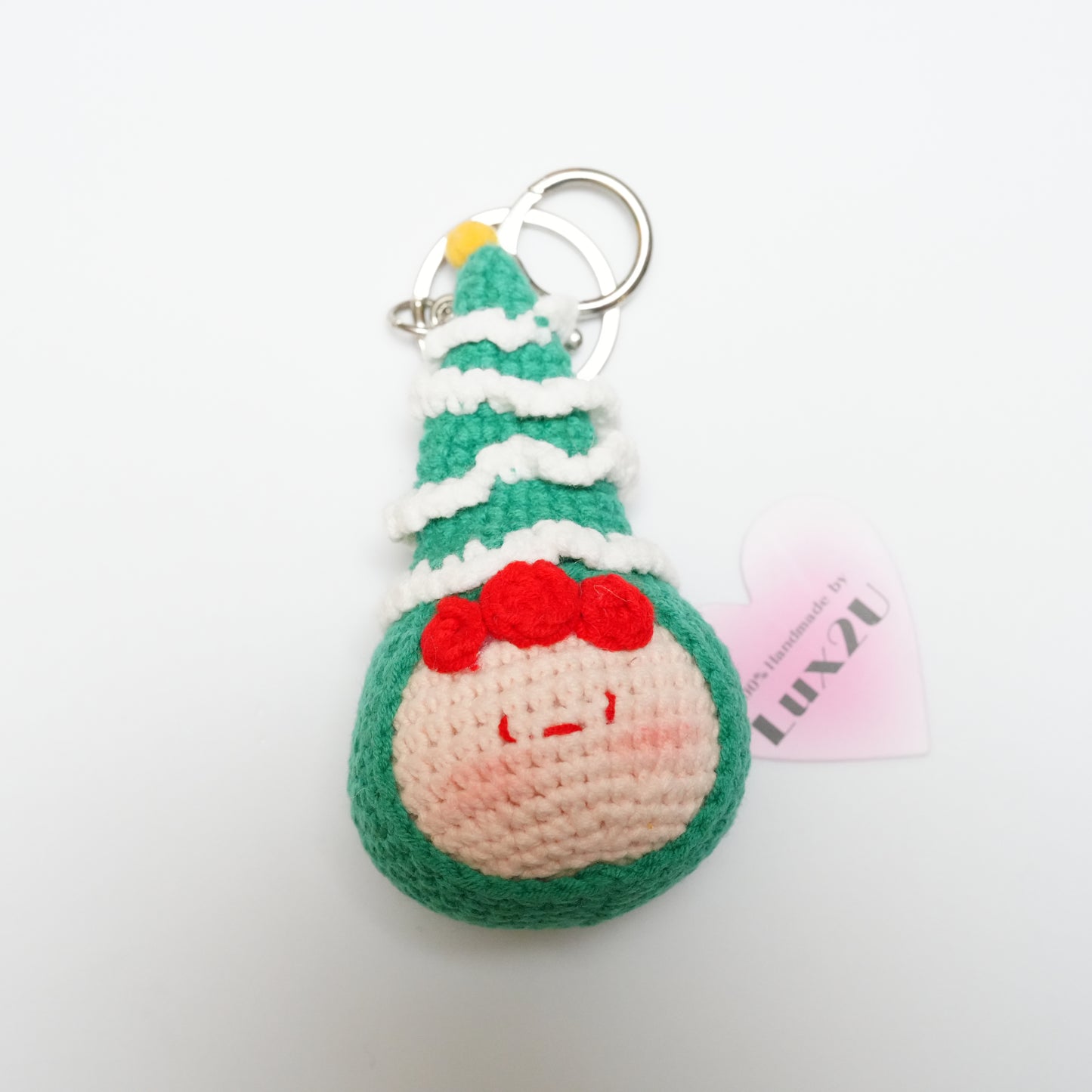 Handmade Crochet Christmas Girl Keychain