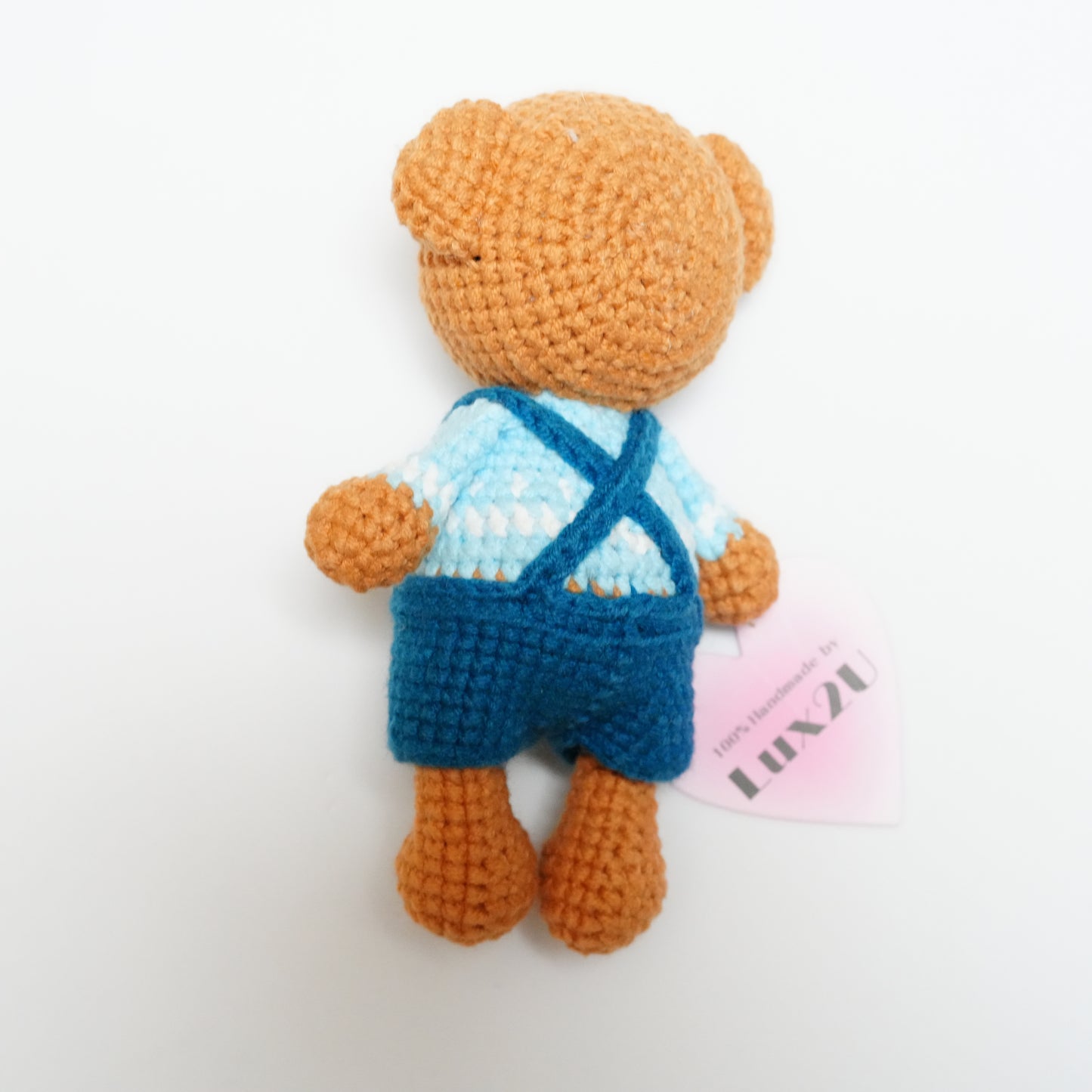 Handmade Crochet Bear in Overalls