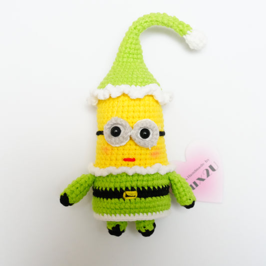 Handmade Crochet Minions in Christmas Dress