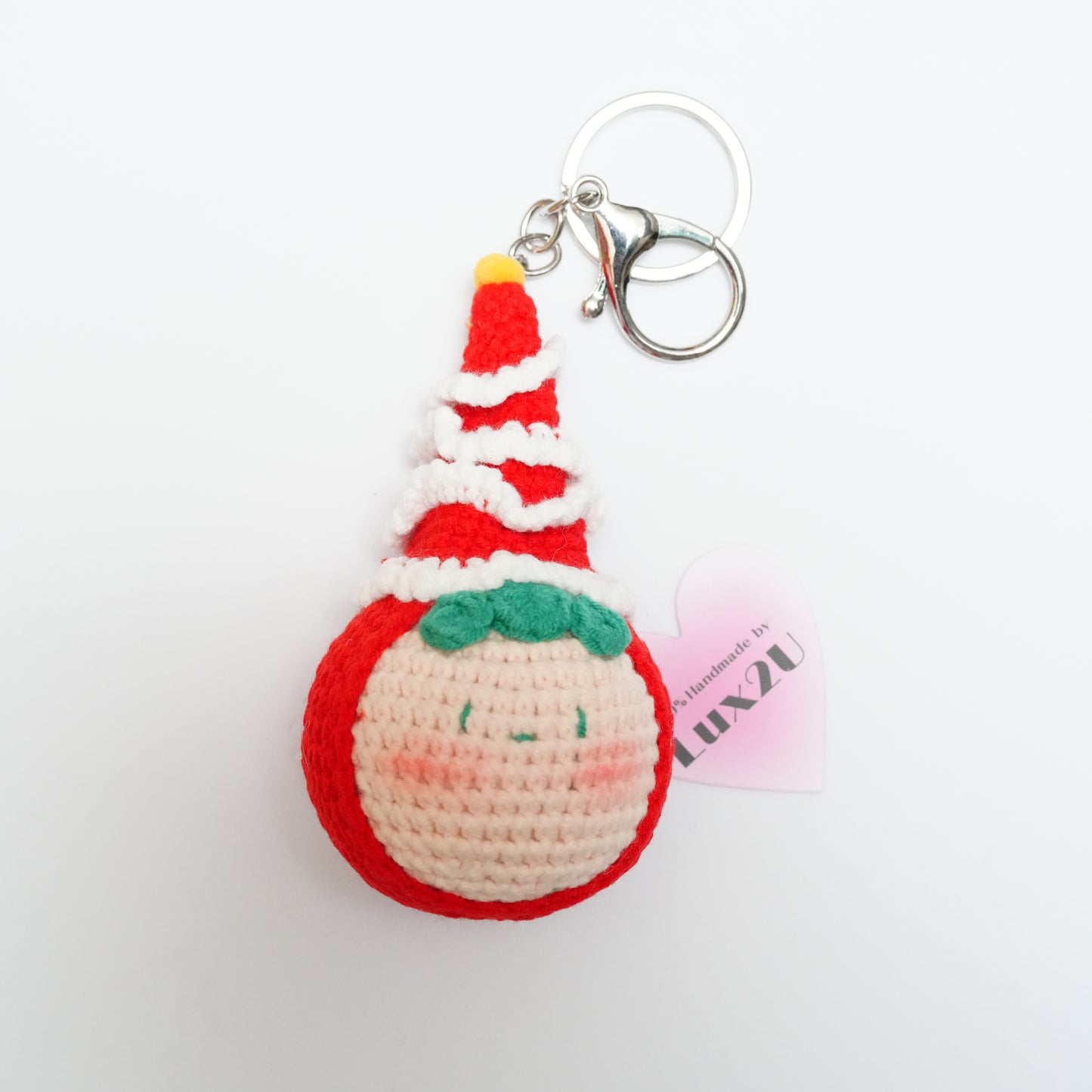 Handmade Crochet Christmas Girl Keychain