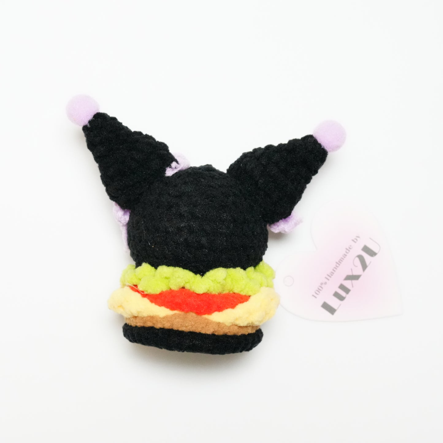 Handmade Crochet Kuromi on Hamburger