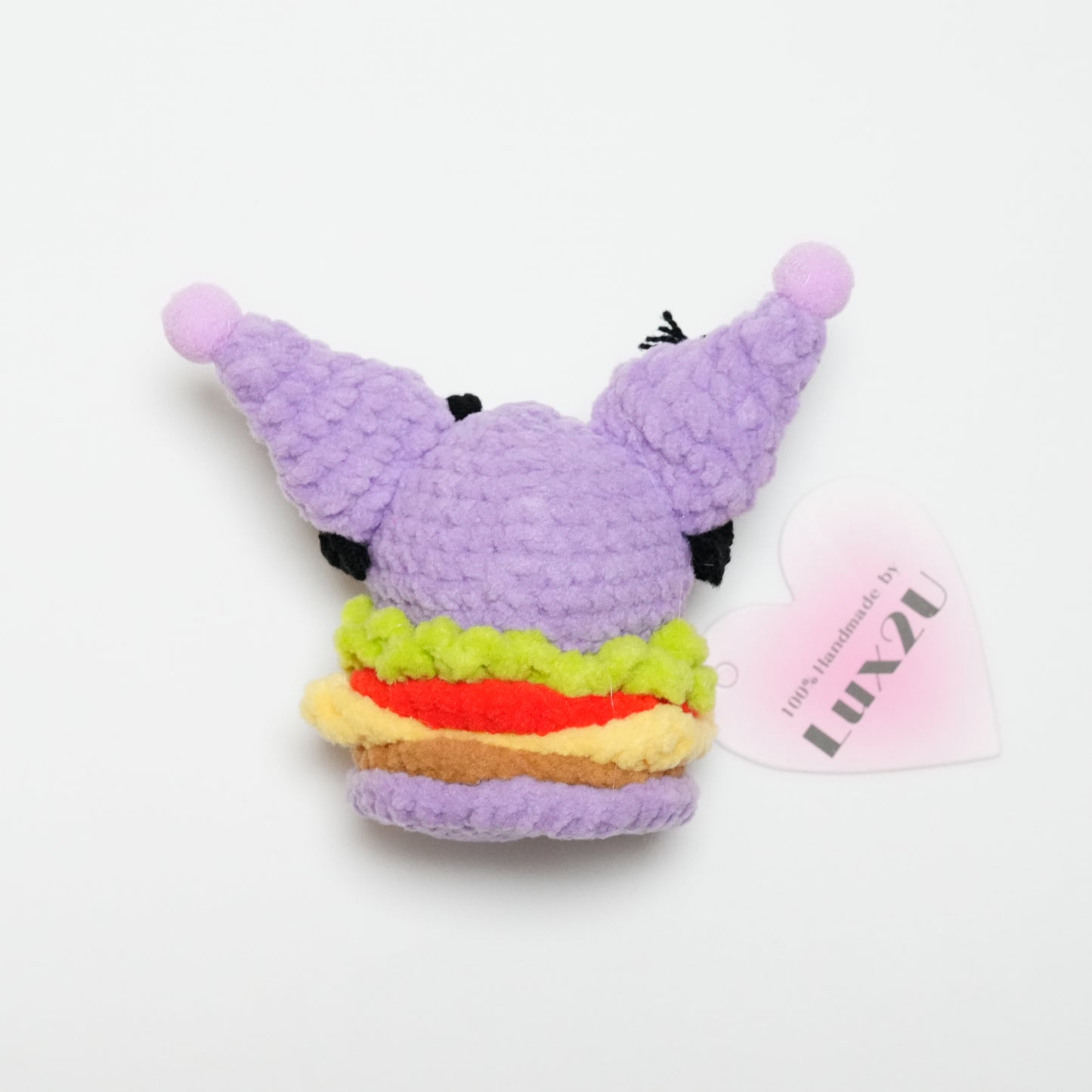 Handmade Crochet Kuromi on Hamburger