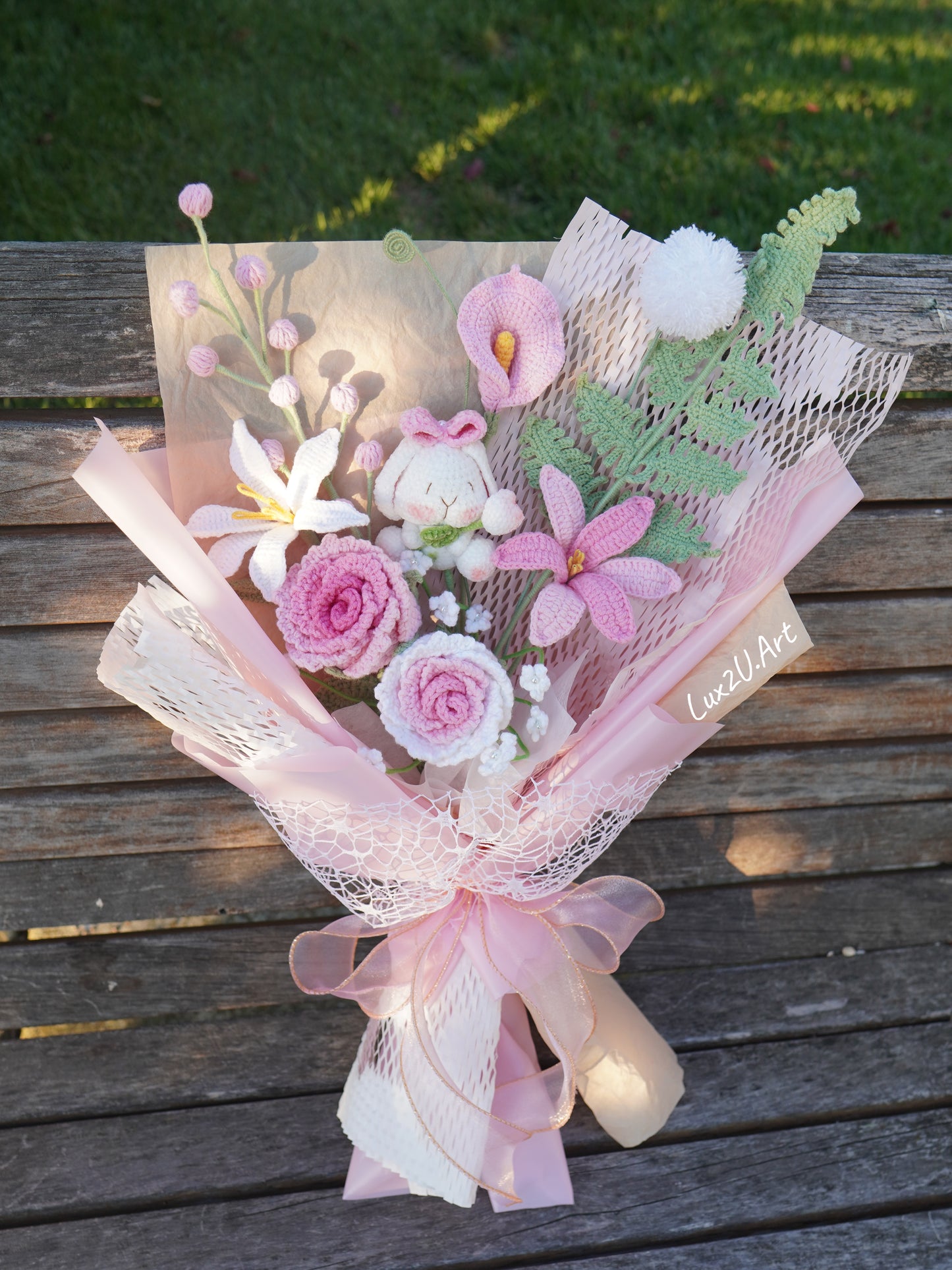 Crochet Flower Bouquet, 100% Handmade | Pink