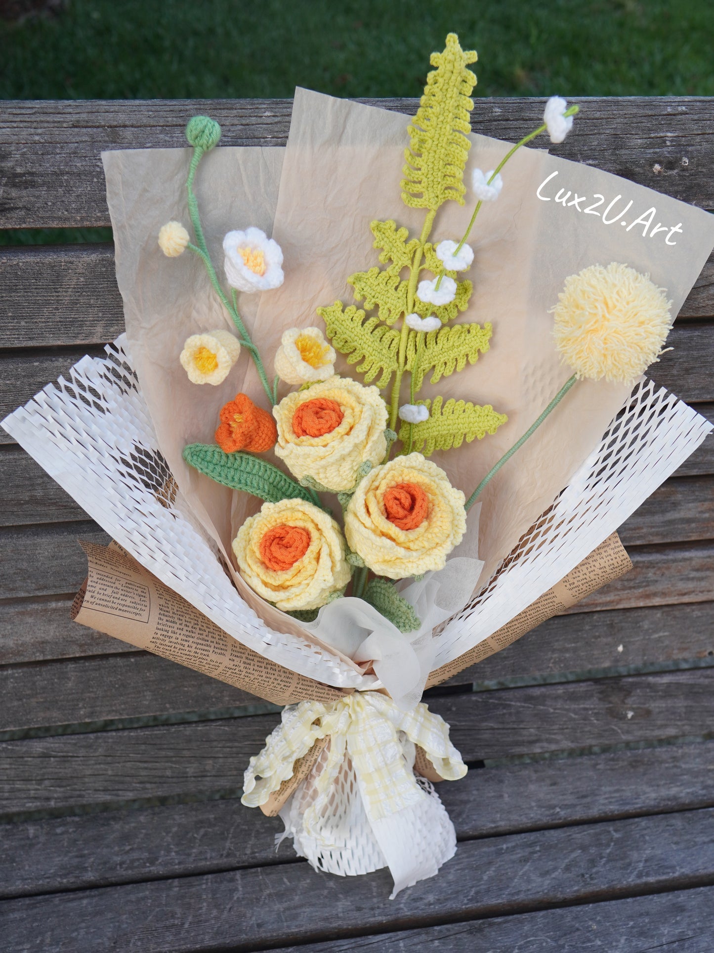 Crochet Flower Bouquet, 100% Handmade | Yellow