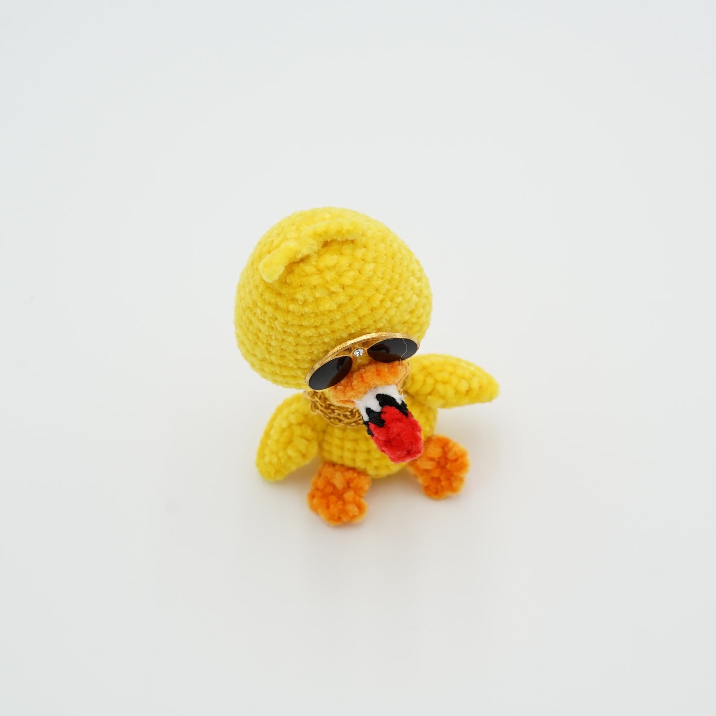 Handmade Crochet Duck with Sunglasses Cigar and Necklace, Hand-Knitted with Cotton Yarn